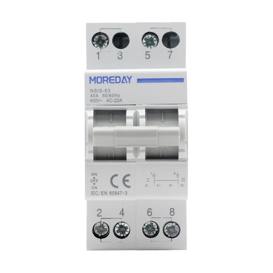 Moreday Changeover Switch 2p 63A 230/400VAC Modular Dual Power Manual Transfer Switch DIN Rail Installation