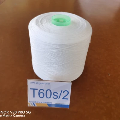 100% Polyester Spun Yarn Count 60s/2 Tex 18 for Shirts, Blouses, Over-Locking, Thin Fabrics
